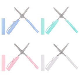 4 Pcs Pen Shape Scissors, Colorful Portable Scissors Student Kid Folding Stationery Paper Cutting DIY Office School Home Art Child Preschool Safe Blunt Tip Craft Sewing Scissors