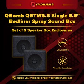 QPower QBomb QBTW6.5 Single 6.50 Inch Heavy Duty MDF Material Car Audio Speaker Enclosure Boxes with Bedliner Spray Coating Finish, 2 Pack