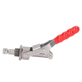 Push Pull Toggle Clamp, 701lbs Holding Capacity Non Slip Silver Color Red Plastic Handle Hand Toggle Clamp for Home Decorating