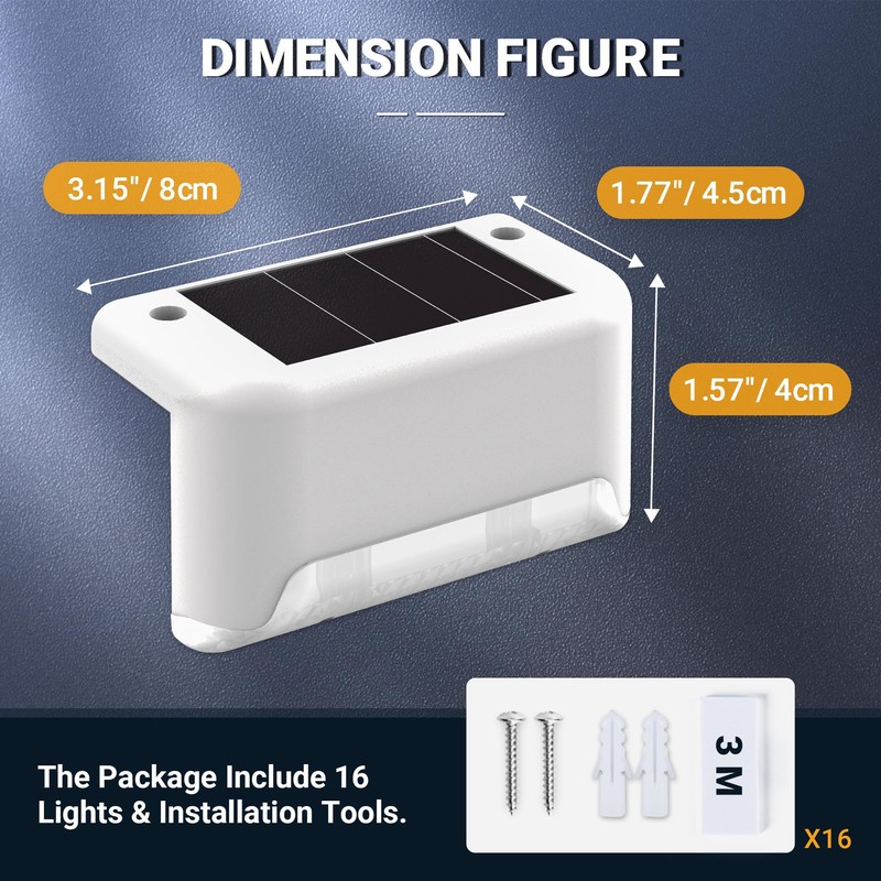 SOLPEX Solar Fence Lights Outdoor 16 Pack, Solar Step Lights