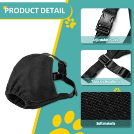 OHCOZZY Dog Calming Cap Eye Mask with Soft Flexible Fabric, Adjustable Pet Mask Muzzle for Dogs Grooming Anti Car Sickness(S,Blue)