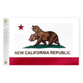 PLAIEI New California Republic State Boat Flag 12x18 inches Small Mini Calif Cali CA Two Head Bear Boat ATV Flag For Patriotic California Themed Festival Events Party Decoration