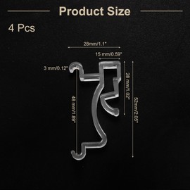 sourcing map 4pcs Valance Clips, 1-7/8in Arc-Shaped Clear Plastic Valance Hidden Retainer Holder Installation Bracket for Horizontal Wood and Faux Wood Blinds