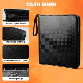​​TenFans Reinforced Exo-Tec 400 Side-Load Pocket Card Album Binder - 4-Pocket Zip for TCG Cards, Water-Resistant Archival Protection​