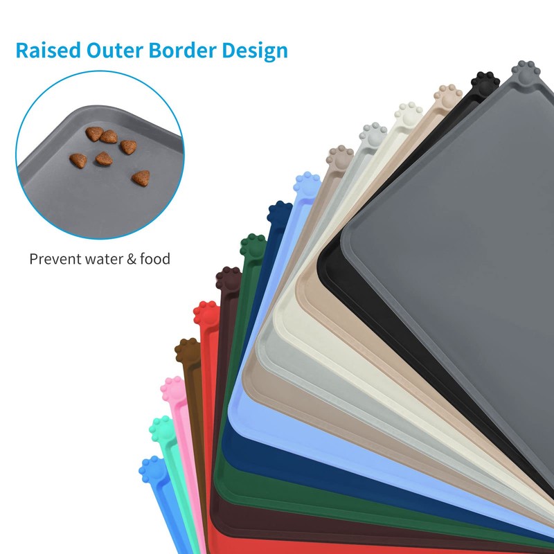 AUDWUD Silicone Waterproof Pet Feeding Mats,Anti Slip Bowl Pad,Dog Mat