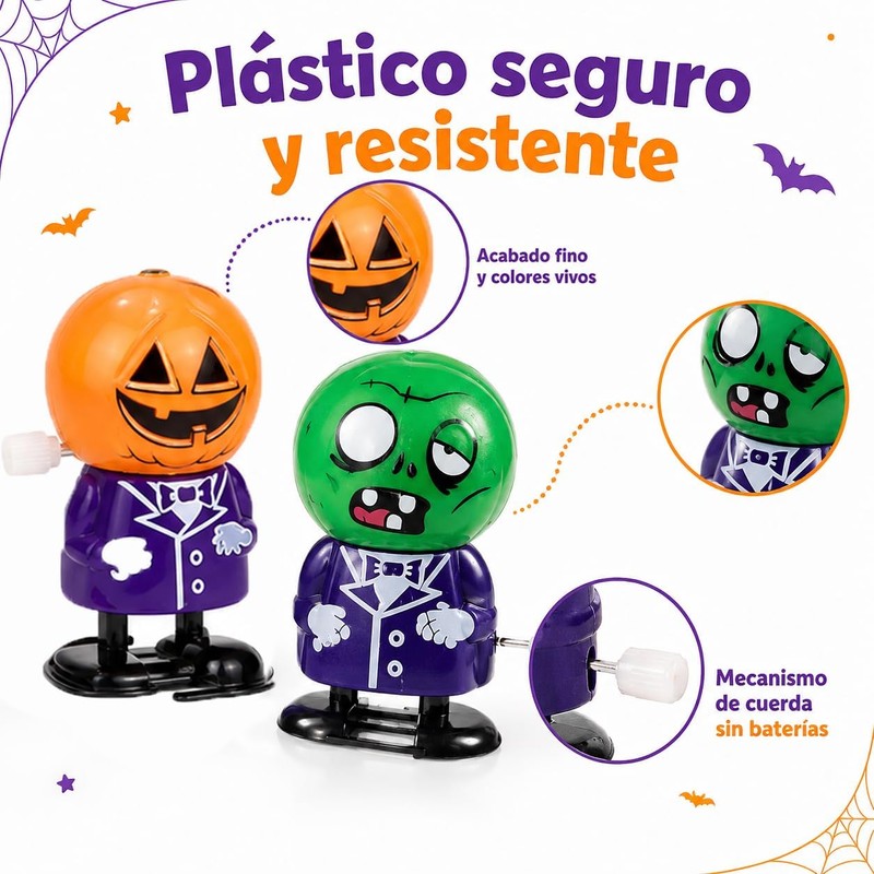 NEWKIBOU Surtido 24 juguetes Halloween con cuerda – Surtido de
