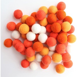 Mini Felt Factory | Felt Balls Wool Poms Orange (60 pcs 2.5cm) | Fall Theme Craft Project Supplies | Bunting Home Decor DIY Crafting Montessori