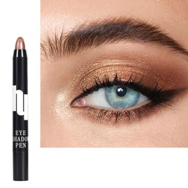Golden Brown Eyeshadow Stick, Metallic Shimmer Eye Shadow Crayon, Glitter Eyeshadows Contour Shades Pencil, Smooth Cream Eye Liner Pen, Natural Color for Classic Eye Makeup