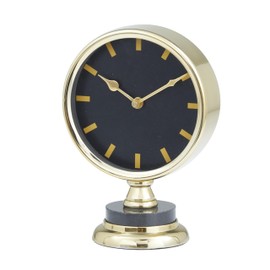 The Novogratz Stainless Steel Metal Decorative Clock Mantel Clock with Black Face, Tabletop Clock 6" x 4" x 9", Gold