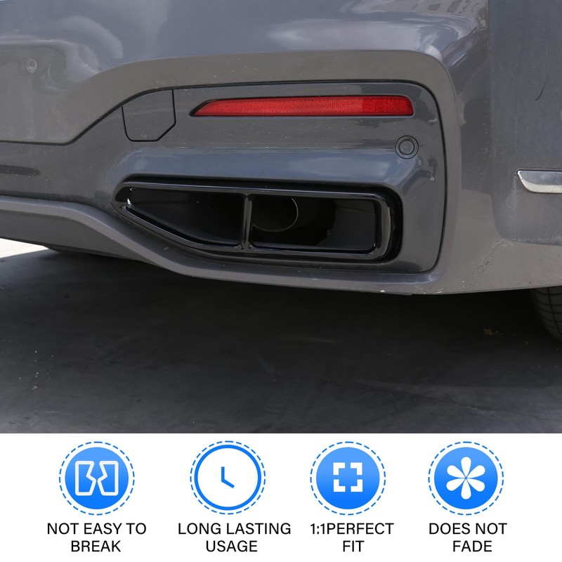 DIYUCAR Stainless Steel Exhaust Trim Black Exhaust Pipe Decoration Accessories