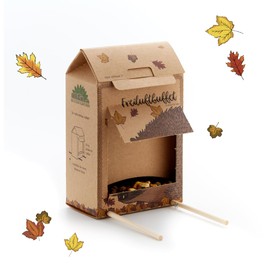 Die Stadtgärtner Outdoor Buffet for Hedgehogs I Feeding Station for Hedgehogs I Weatherproof Feeding Station Made of Natural Cardboard with Wooden Sticks for a Secure Stand & 200 g High-Quality