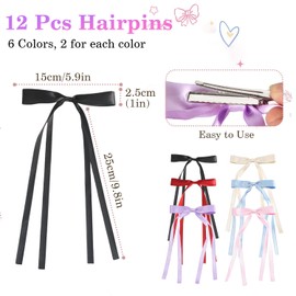 12 Stück Seidige Satin-Haarschleifen,Haarschleifen Clips Pferdeschwanzhalter Metallklammern Haarschleife für Damen Haarspangen Schleife für Mädchen Frauen