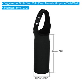 PATIKIL 67mmx185mm Water Bottle Sling Bag, 1 Pack Neoprene Portable Insulated Bottle Holder Carrier with Removable Adjustable Shoulder Strap, Black