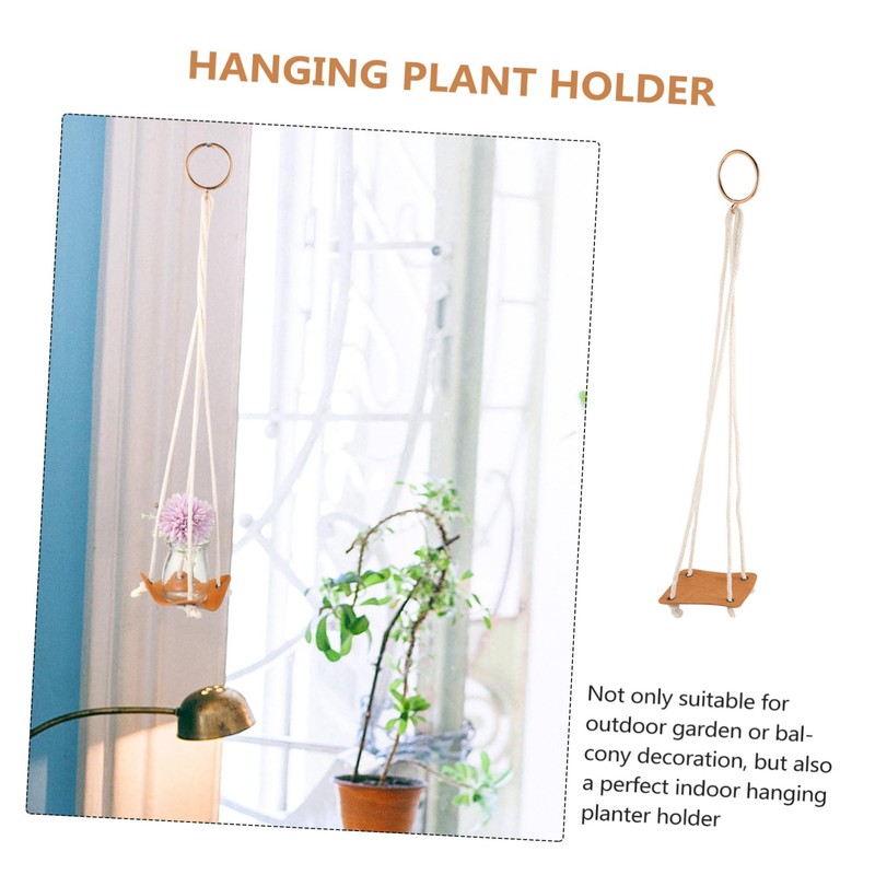 Kisangel Pu Leather Hanging Basket for Flowerpots Modern Planter Base