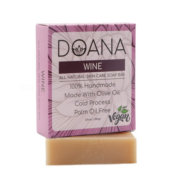 Wine Soap Bar - VEGAN With Olive Oil and Coconut Oil, Palm Oil Free, Rich Vitamin Content, Anti Acne - Anti Pimple, Reduce Wrinkles, valentines day gifts for her and him