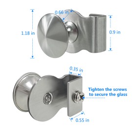 DEEKOUDT 4 Piece Stainless Steel Glass Door Clip Handle, Cabinet Drawer Glass Door Clip Handle for Glass Display Cabinet Furniture Glass Cabinet Drawer Pull Knob