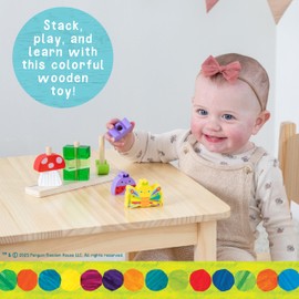 KIDS PREFERRED Eric Carle Toddler Toys The Very Hungry Caterpillar Wooden Stacking Toy with 10 Mix and Match Pieces for Creative Play and Coordination