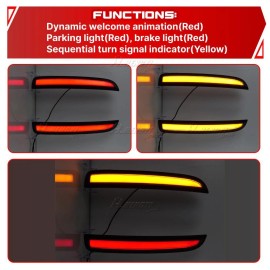 dreamrefit Smoke For Toyota Sequoia 2007-21 LED Tail light Rear Pillar Brake Lamp Indicator