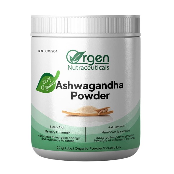 Orgen Nutraceuticals Organic Ashwagandha Powder 227g Helps relieve stress, aids