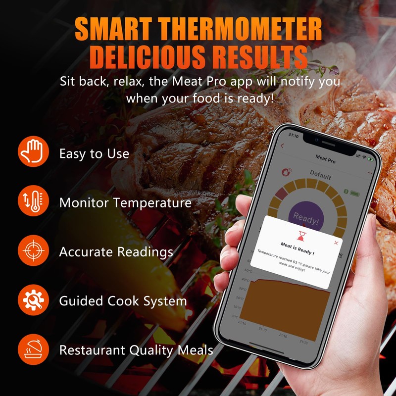 Smart Grill Thermometer Wireless Meat Thermometer: Bluetooth Meat Thermometer Wireless