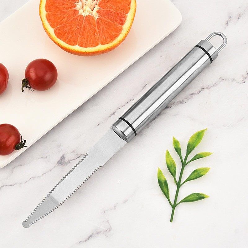 One Piece Stainless Steel Citrus Peeler, Rust Proof Curved Serrated
