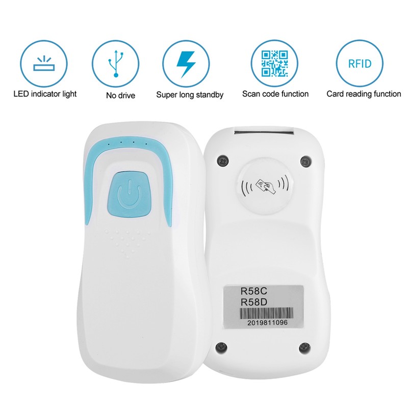 Bluetooth RFID Card Reader Wireless Code Scanner with 5 Cards