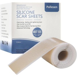 Pallesen Hojas De Silicona Para Cicatrices, Cinta Cicatriz De Silicona, Cinta Cicatriz Marrón 1.6” X 60”, Cinta De Silicona Para Cicatrices, Hojas Cicatrices Para Cicatrices Quirúrgicas, Par