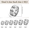 12PCS Stainless Steel Blank Finger Rings Double Grooved Ring for