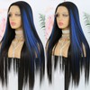 ANDRIA 13x4 HD Lace Front Wigs Blue Highlight on Black