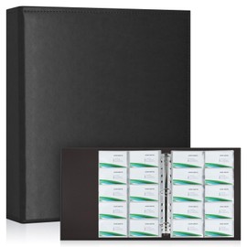 BYSTER A4 Business Card Binder, PU Leather Organizer with 30 Pack Sleeves (600 Pockets), Business Card Holder Book for Credit Cards, Membership Cards, and More - Black