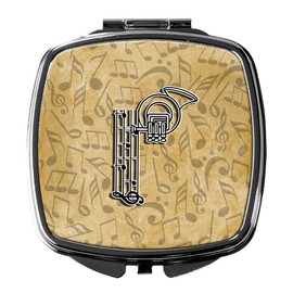 Caroline's Treasures CJ2004-PSCM Letter P Musical Instrument Alphabet Compact Mirror Decorative Travel Makeup Mirror for Women Girls Gifts Pocket Makeup Mirror Folding Handheld