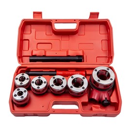 maXpeedingrods BSPT Ratchet Pipe Threader Kit, Manual Ratcheting Pipe Threading Tool Set w/ 6 Dies 1/4", 3/8", 1/2", 3/4", 1", 1-1/4" for Metal and PVC Pipes