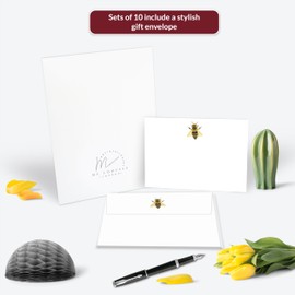 Me Loovely Honey Bee Writing Sets Notecard and Envelopes Writing Flat Not Cards Stationary Supplies Christmas Gifts (Set of 10)