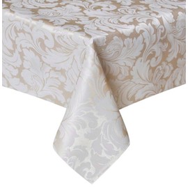 Tektrum Heavy Duty 60 X 120 inch Rectangular Damask Jacquard Tablecloth Table Cover - Waterproof/Spill Proof/Stain Resistant/Wrinkle Free - Great for Banquet, Parties, Dinner, Wedding (Beige)
