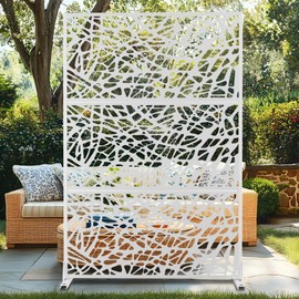 72" H×47" W Metal Privacy Screen Outdoor Privacy Screen Freestanding, Outdoor Privacy Screens and Panels for Patio Lawn Deck, Outdoor Privacy Panels Decorative Privacy Fence(Consists of 3 Panels)