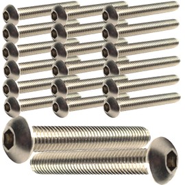 M4 x 50mm Hex Socket Button Machine Bolt Fully Threaded Made of A2 Stainless Steel (Pack of 20)
