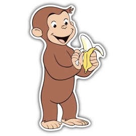 4kids Monkey George Sticker laptop wall car phone Kids Child Curious George - 5"