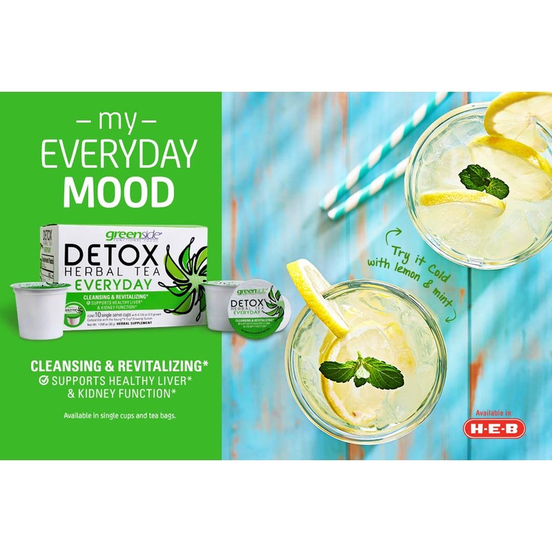 greenside Detox Herbal Tea Single Serve Cups for Everyday -