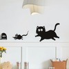 Cute Black Cat Catch Mouse Wall Decals Peel and Stick