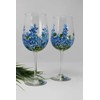 Hand Painted Wine Glasses - Bluebonnets (Set of 2)