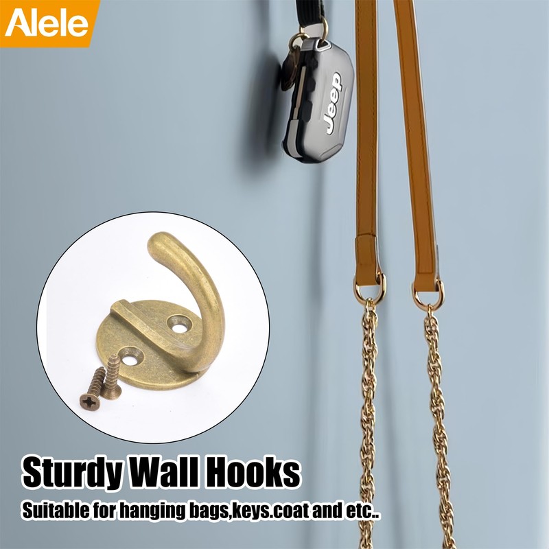 Alele Single Prong Hook Hanger,Robe Towel Hooks,Zinc Die Cast, Set