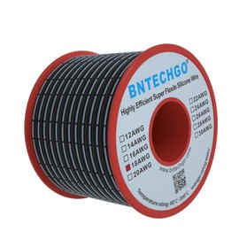 BNTECHGO 18 Gauge Silicone Ribbon Cable Flexible 2P Black 50 ft Flat Cable 18 AWG Stranded Tinned Copper Wire