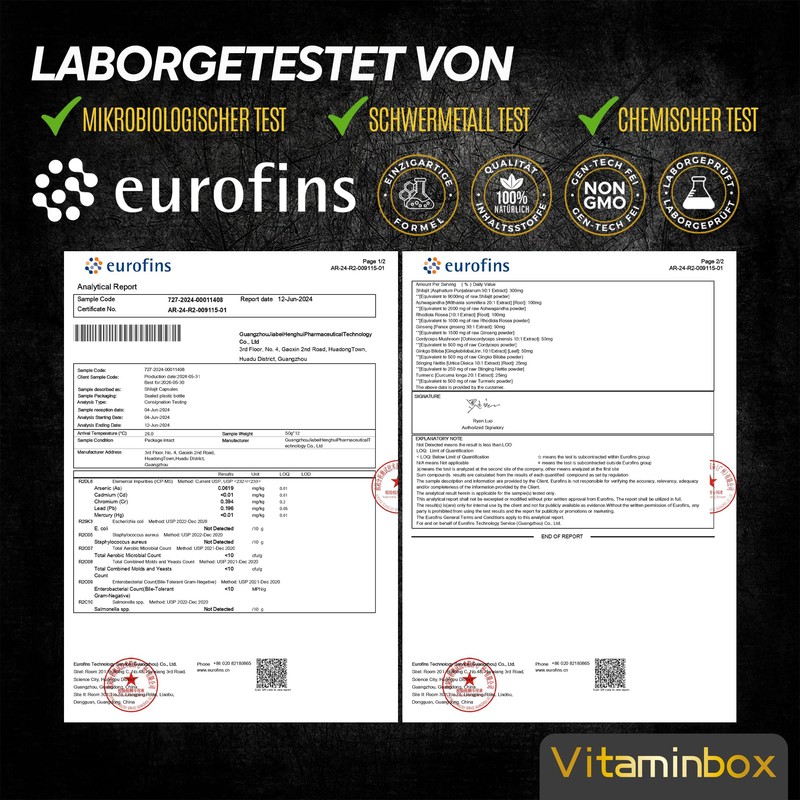 vitaminbox Shilajit Original -180 Hochdosierte Himalaya Kapseln-1200 Mg -Himalaya Shilajit-