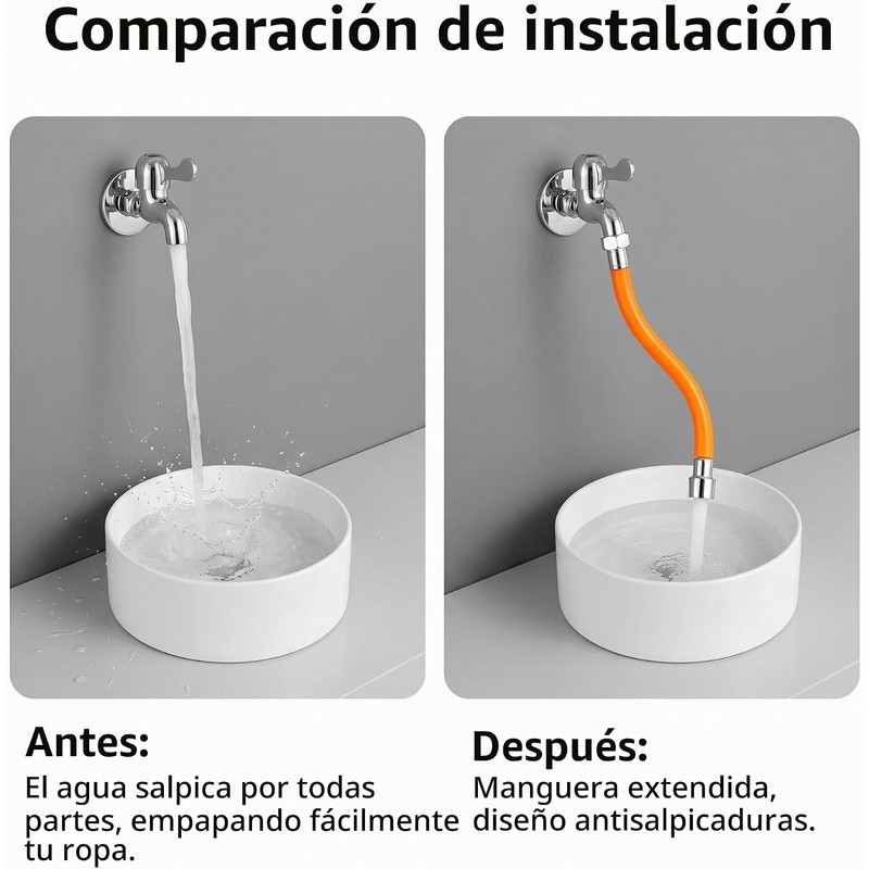 Tissting Extensión De Grifo Giratoria 360° Tubo Flexible 27cm Conector