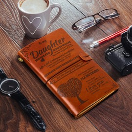 JANARARY To My Daughter Gift Leather Journals from Mom or Dad, 140 Pages Writing Journals for Teens, Special Daughter Gift for Girl Birthday, Graduation, Thanksgiving, Christmas Gifts