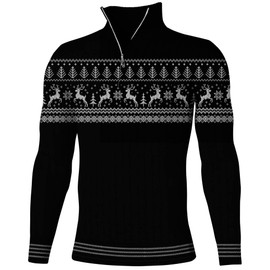 Fanient Christmas Sweaters for Men Christmas Jumper Men Thick Warmth Knitwear 1/4 Zip Classic Pullover Daily Long Sleeve Jumper XL,Black