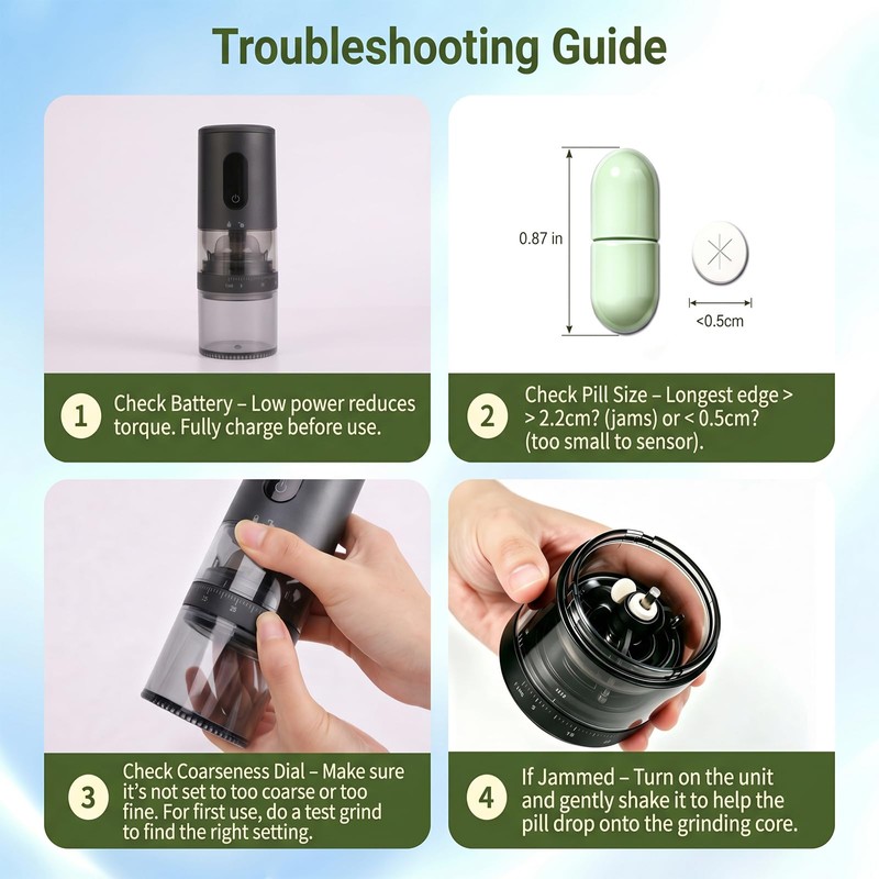 Electric Pill Crusher Herb Grinder - Ceramic Grinding Head for