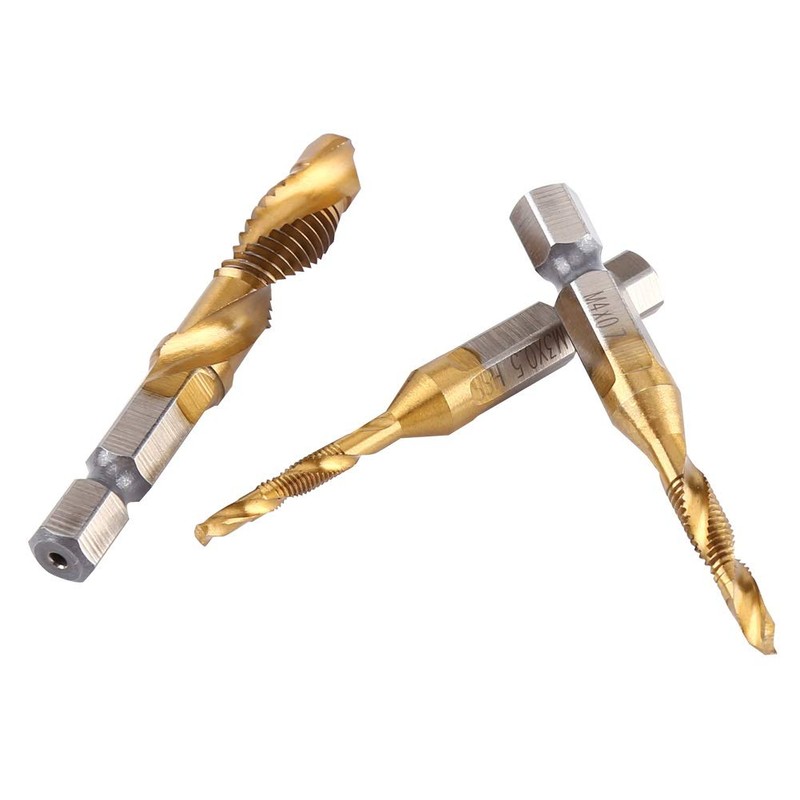 Aeloa Drill Bits-6pcs Metric Thread M3-M10 Titanium Coated HSS Drill