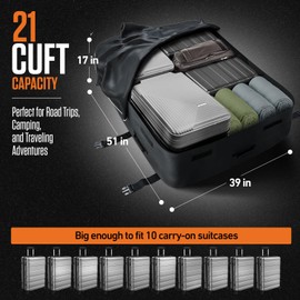 VENTURE 4TH Rooftop Cargo Carrier - 21 Cubic Feet Waterproof Car Roof Cargo Bag with Tie-Down & Compression Straps, Fits Most Vehicles with or Without Roof Racks, Sidebars & Crossbars