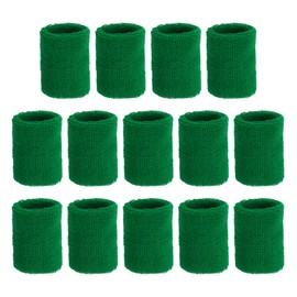 sourcing map Wrist Sweatbands Sports Wrist Bands Sweat for Men & Women Athletic Absorbent for Basketball Football Tennis Soccer Running Working Out Grass Green, Pack of 14